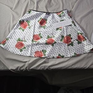 Life White‎ Rose Polka Dot A-Line Skirt Women's Medium New with Tags